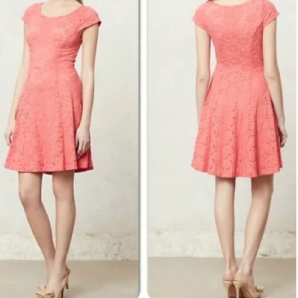 Maeve Dayflower lace Embroidered Spring Dress Salmon Pink